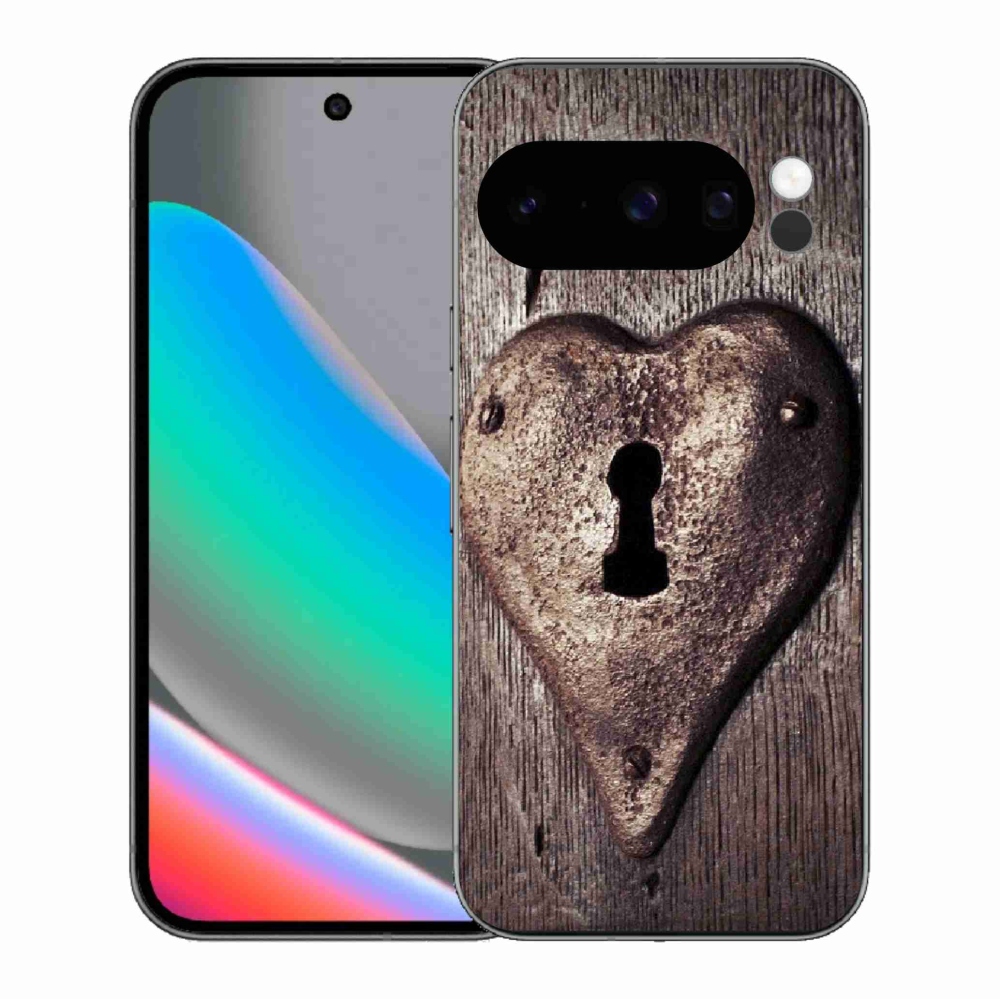 Gélový kryt mmCase na Google Pixel 10 Pro - zámok v tvare srdca
