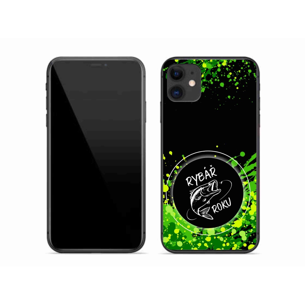 Gélový kryt mmCase na iPhone 11 - rybár roku čierne pozadie