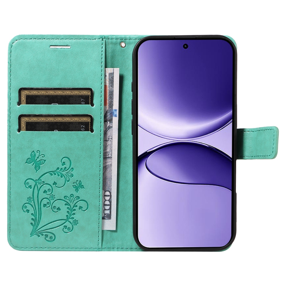 Big Butterfly knižkové púzdro na Xiaomi Poco F7 5G - modrozelené
