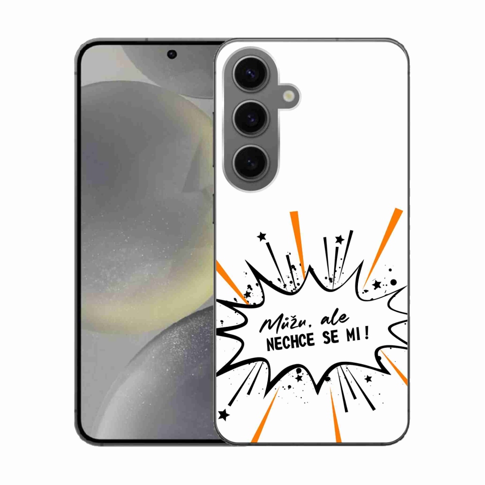 Gélový kryt mmCase na Samsung Galaxy S24 - vtipný text 11 biele pozadie