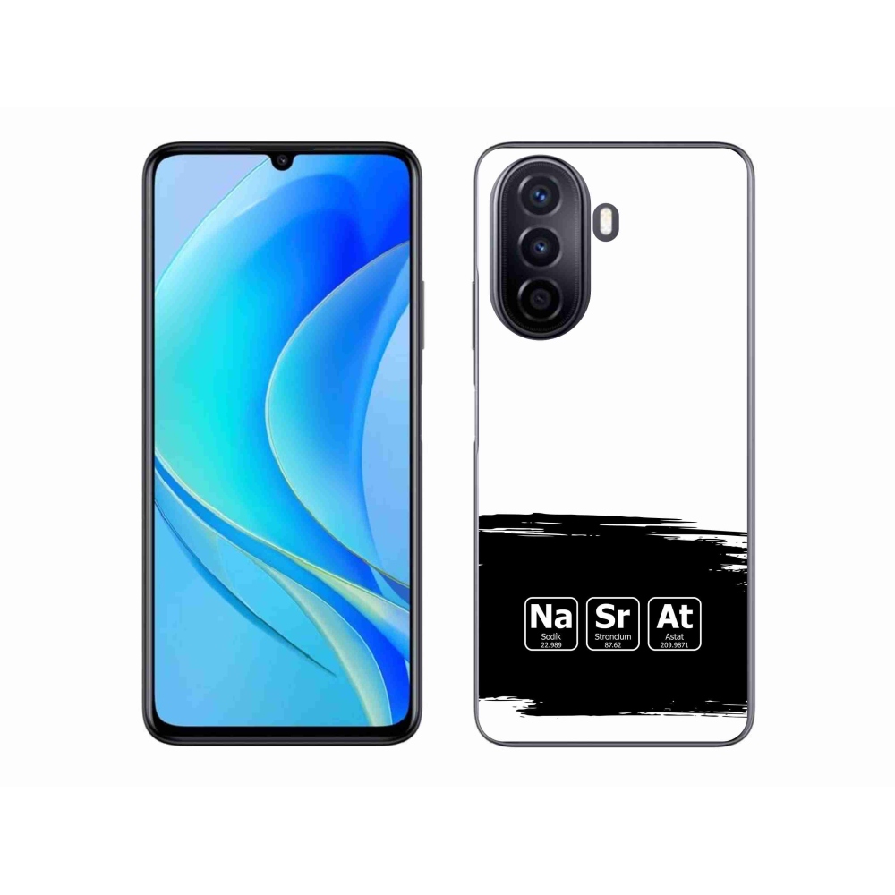 Gélový kryt mmCase na Huawei Nova Y70 - chemické prvky čiernobiele pozadie