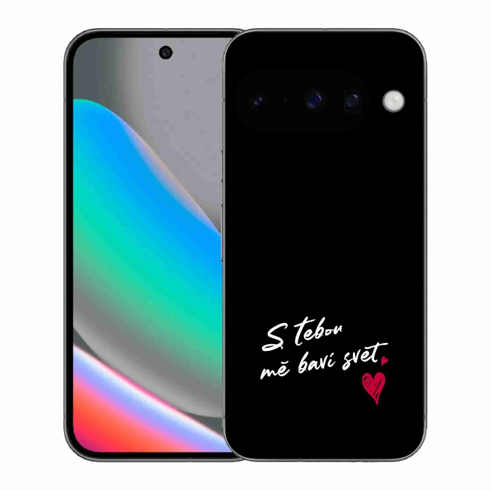 Gélový kryt mmCase na Google Pixel 10 - zamilovaný text 1 čierne pozadie