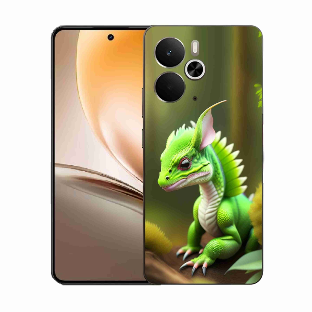 Gélový kryt mmCase na Realme 14 5G - zelený dráčik
