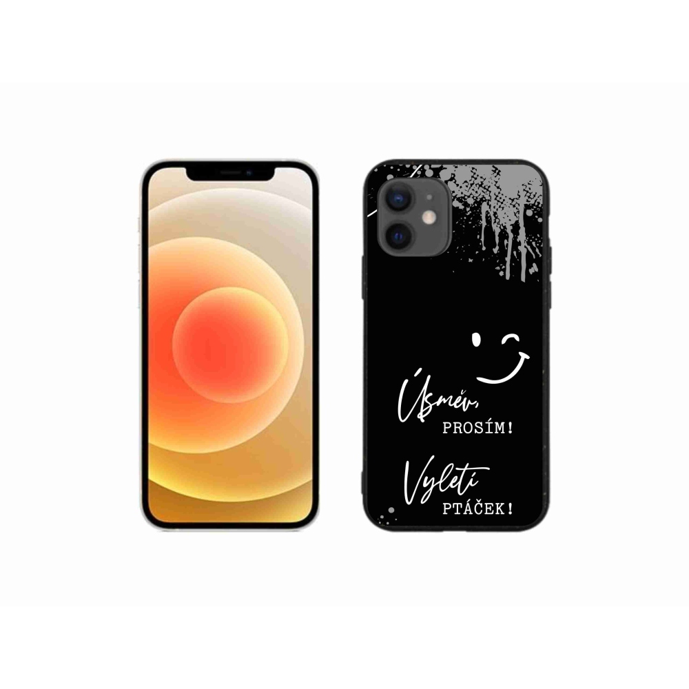 Gélový kryt mmCase na iPhone 12 mini - vtipný text 4 čierne pozadie