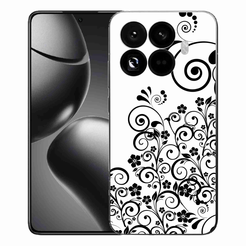 Gélový kryt mmCase na Xiaomi 15T Pro - čiernobiele kvetinové vzory