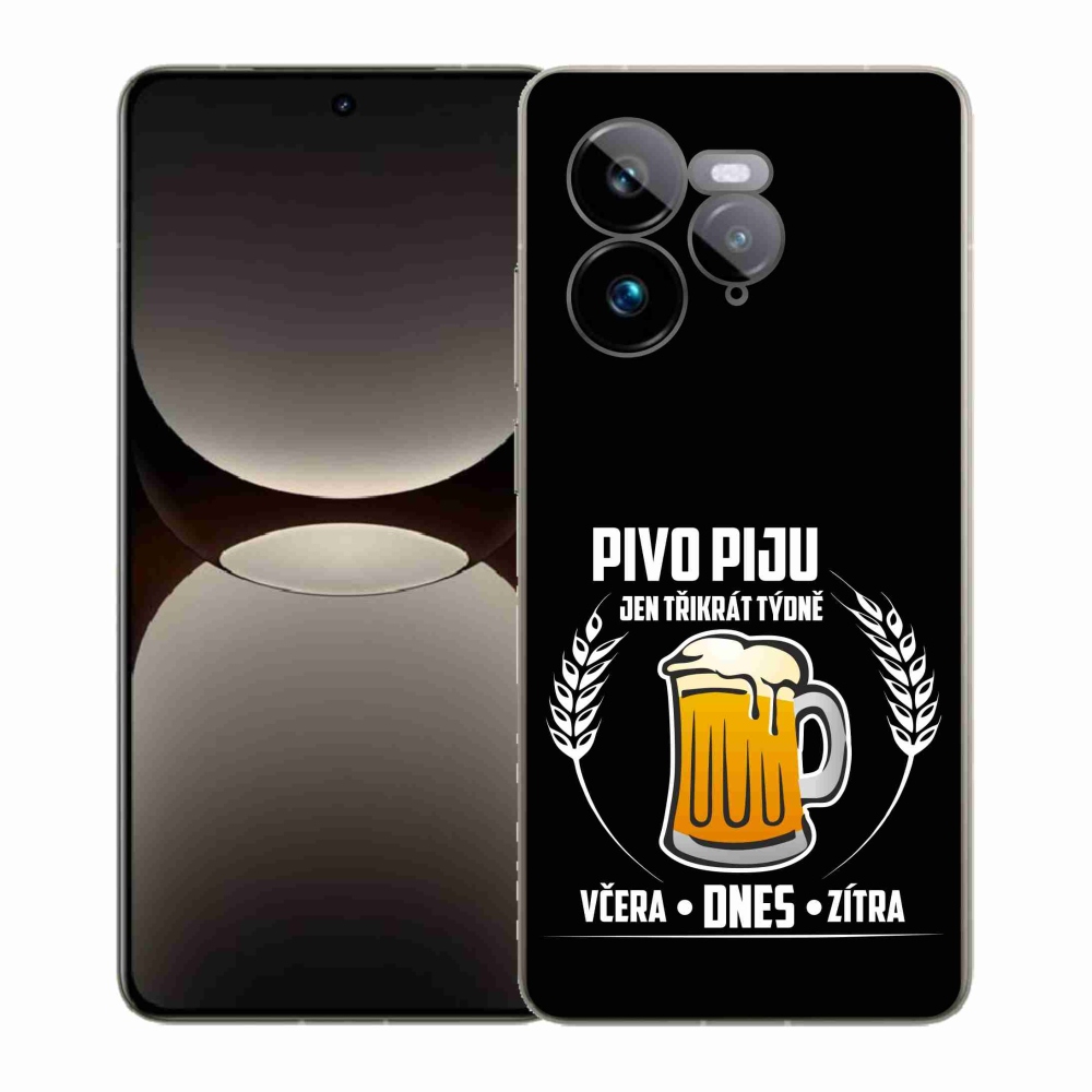 Gélový kryt mmCase na Realme GT 7 Pro 5G - pivný motív čierne pozadie
