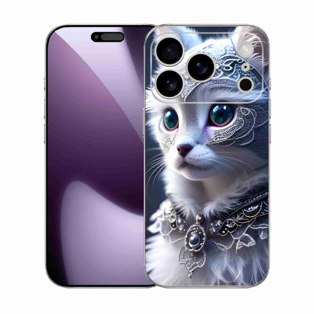 Gélový kryt mmCase na iPhone 17 Pro - biela mačka