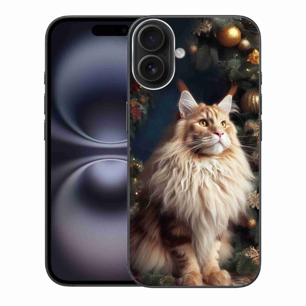 Gélový kryt mmCase na iPhone 16 Plus - mačka pri stromčeku