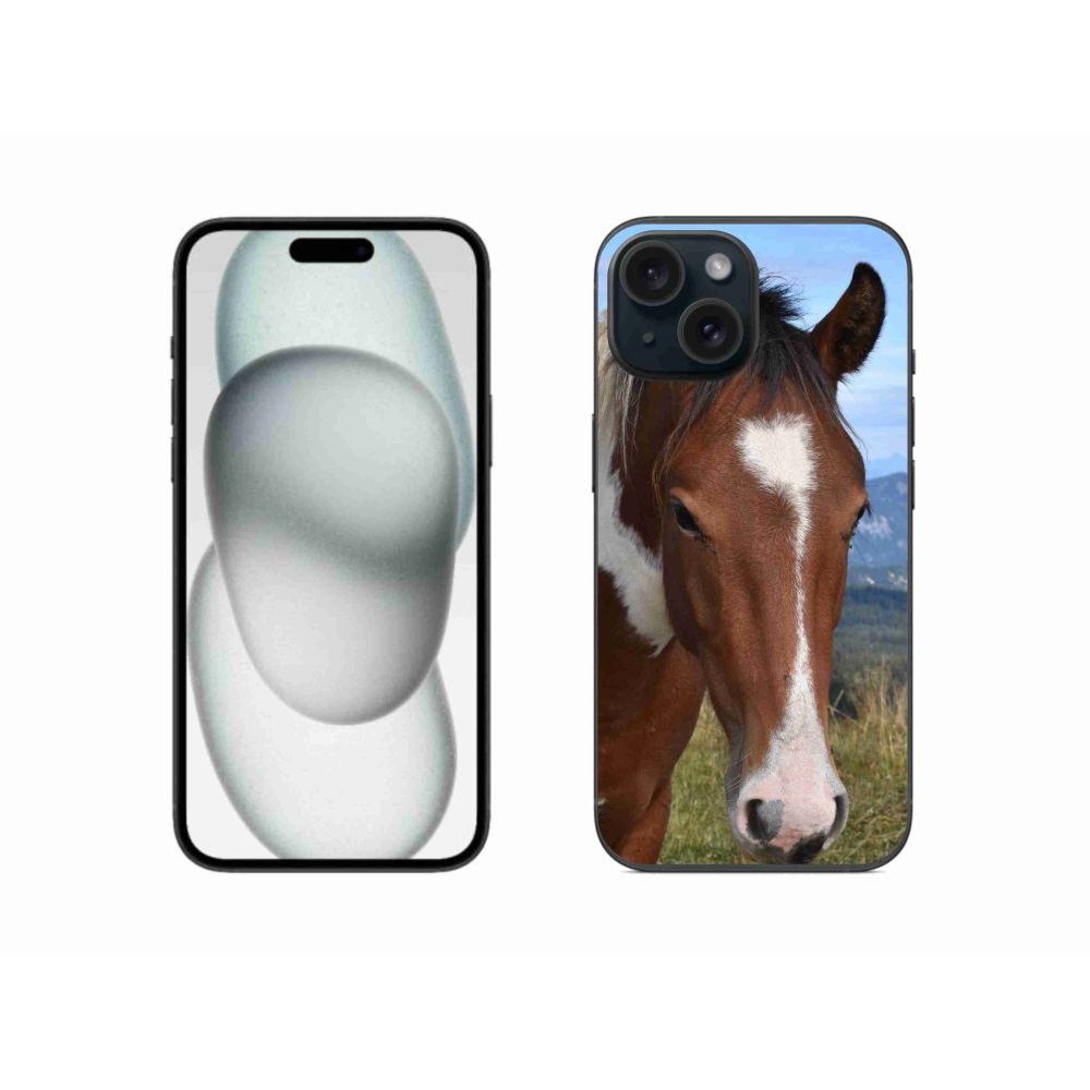 Gélový obal mmCase na iPhone 15 - hnedý kôň