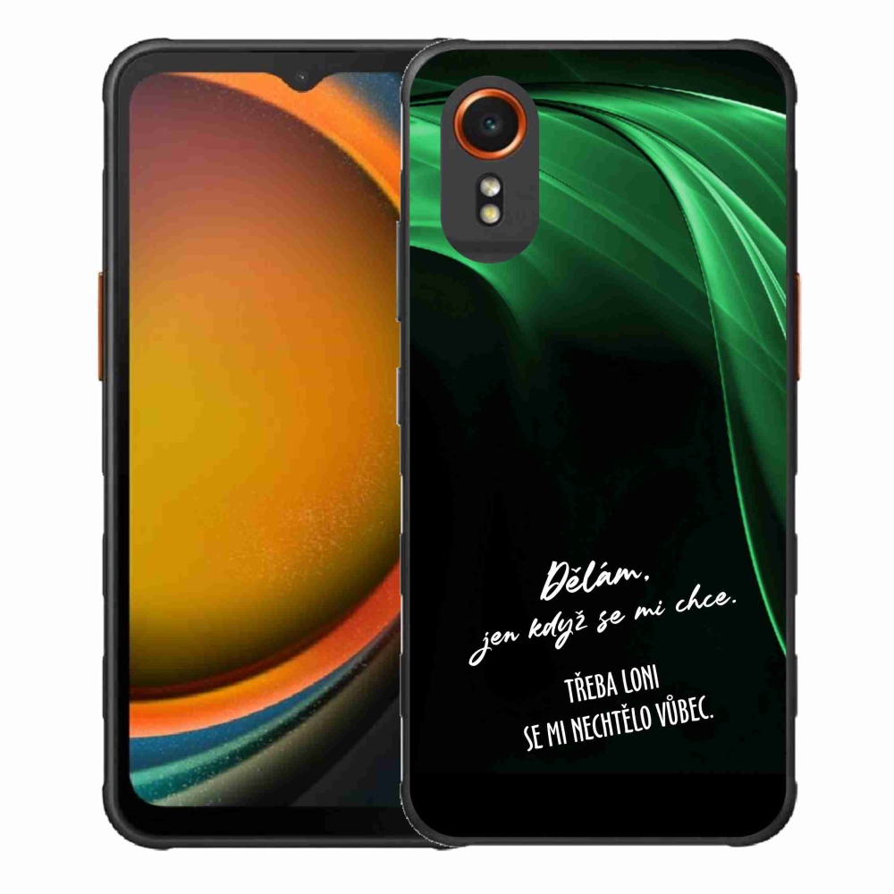Gélový kryt mmCase na Samsung Galaxy Xcover 7 - vtipný text 12 čierne pozadie
