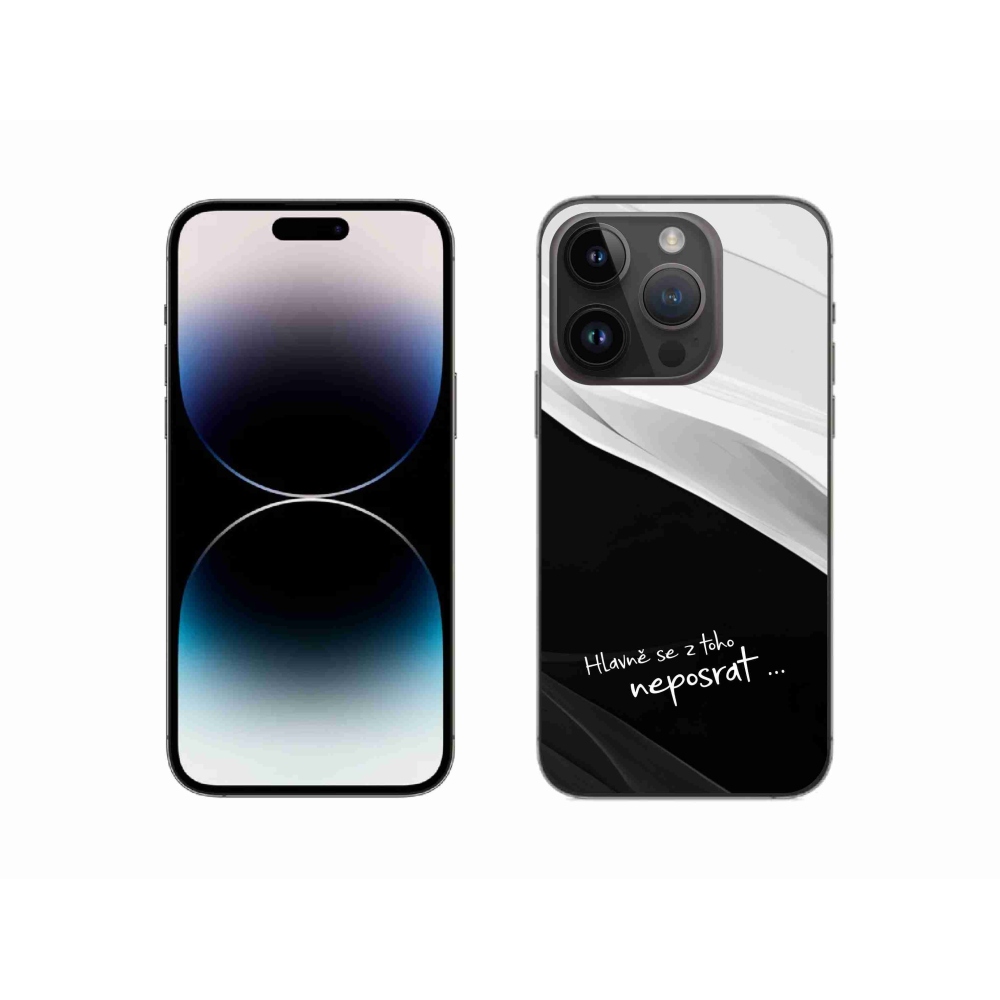 Gélový kryt mmCase na iPhone 14 Pro 6.1 - vtipný text 13 čiernobiele pozadie