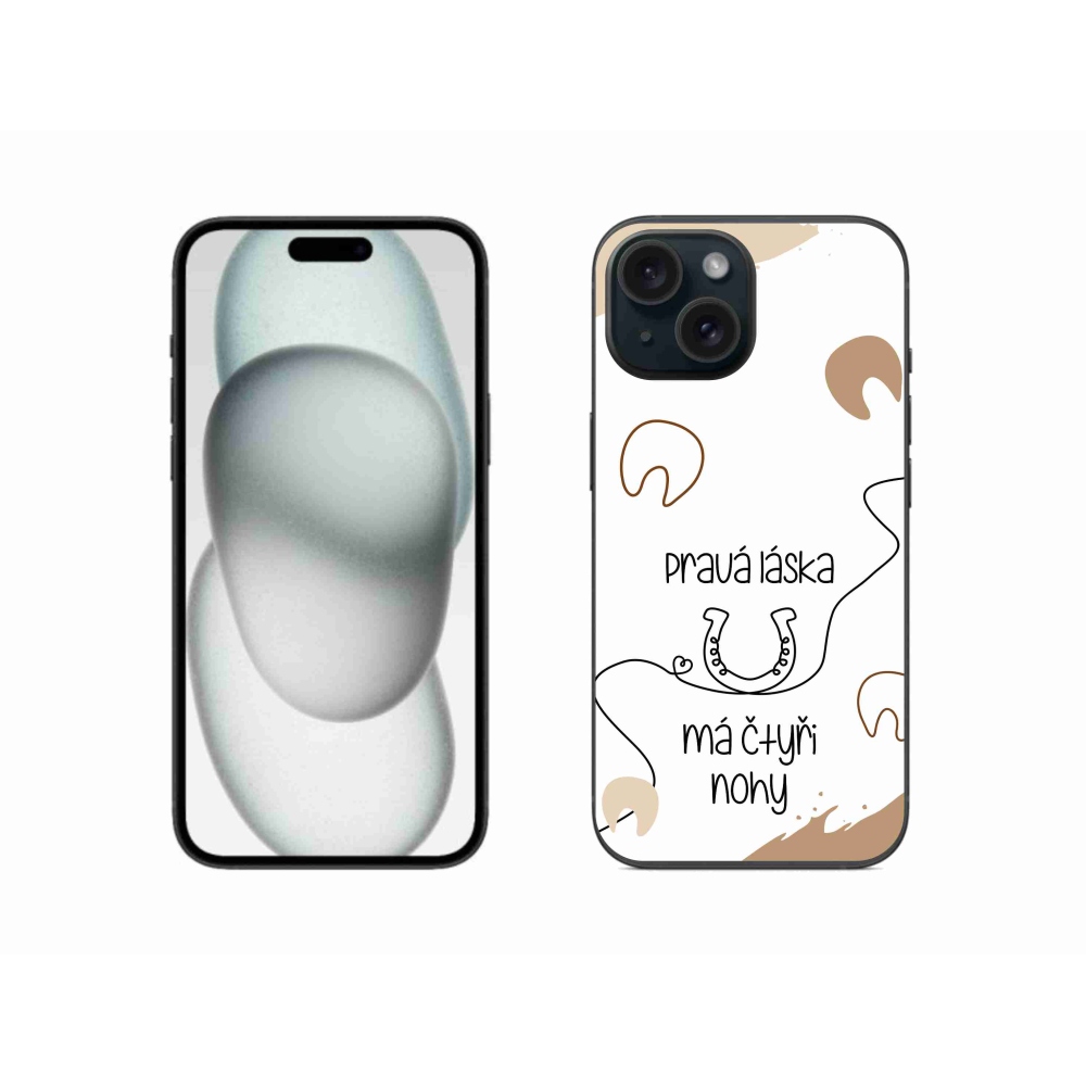 Gélový kryt mmCase na iPhone 15 - konský motív biele pozadie
