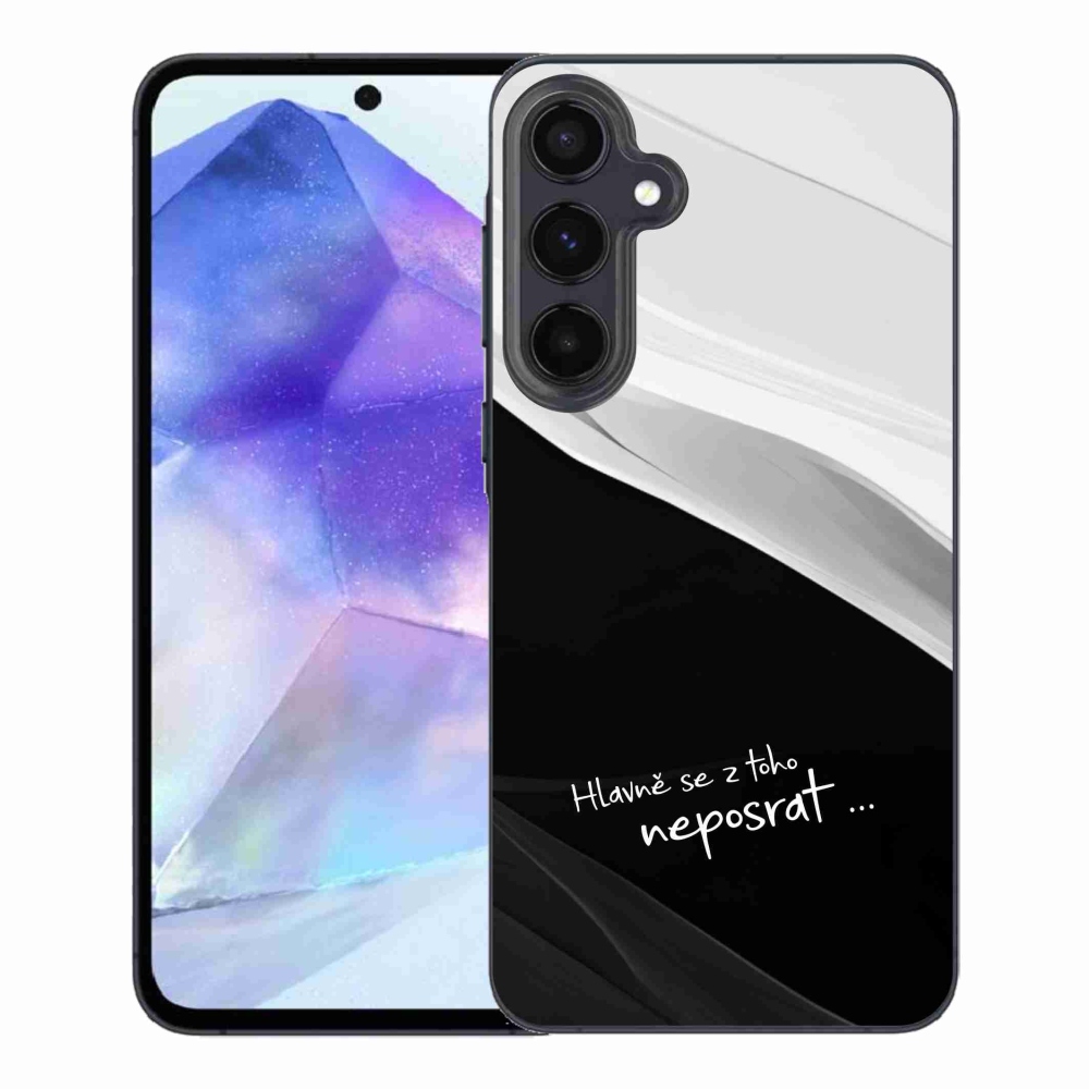 Gélový kryt mmCase na Samsung Galaxy A55 5G - vtipný text 13 čiernobiele pozadie