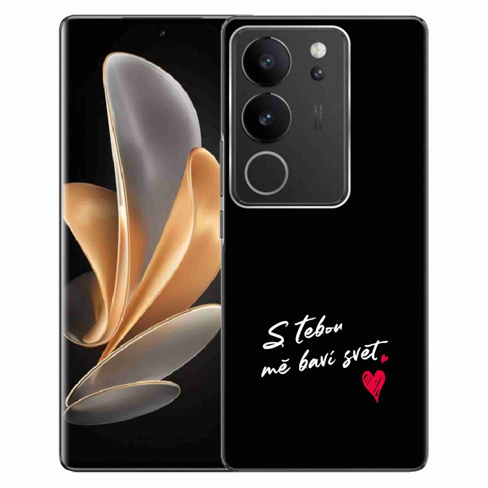 Gélový kryt mmCase na Vivo V29 5G - zamilovaný text 1 čierne pozadie