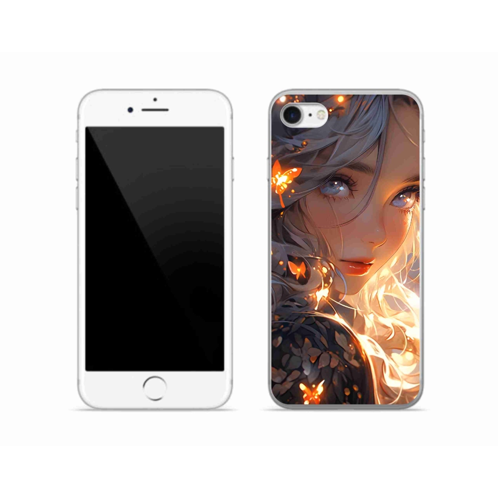 Gélový kryt mmCase na iPhone SE (2020) - dievča a motýle