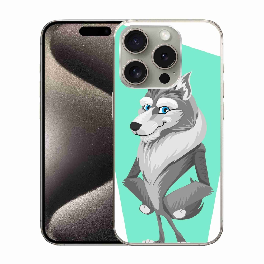 Gélový kryt mmCase na iPhone 15 Pro - kreslený vlk