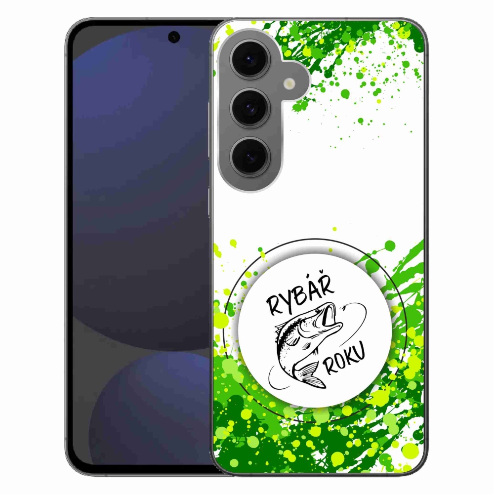 Gélový kryt mmCase na Samsung Galaxy S24 FE - rybár roka biele pozadie