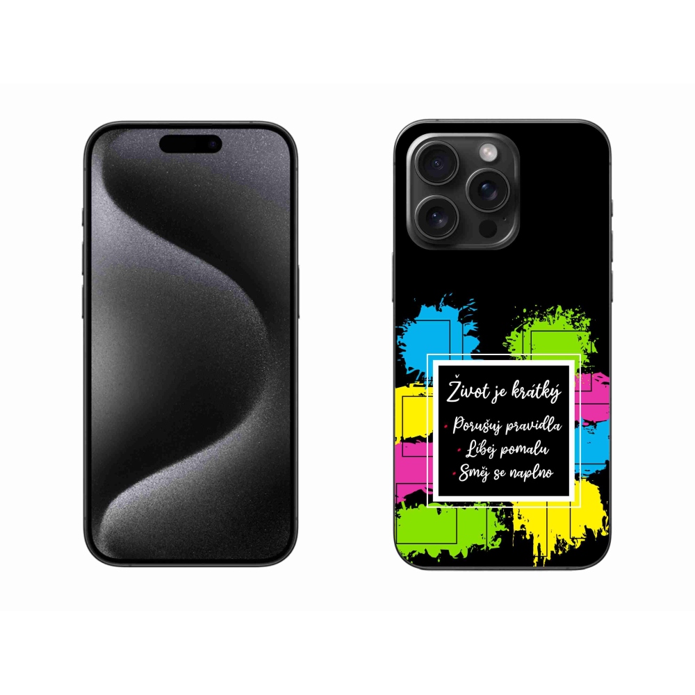 Gélový kryt mmCase na iPhone 15 Pro Max - citát 5 čierne pozadie