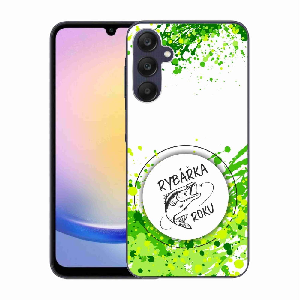 Gélový kryt mmCase na Samsung Galaxy A25 5G - rybárka roku biele pozadie