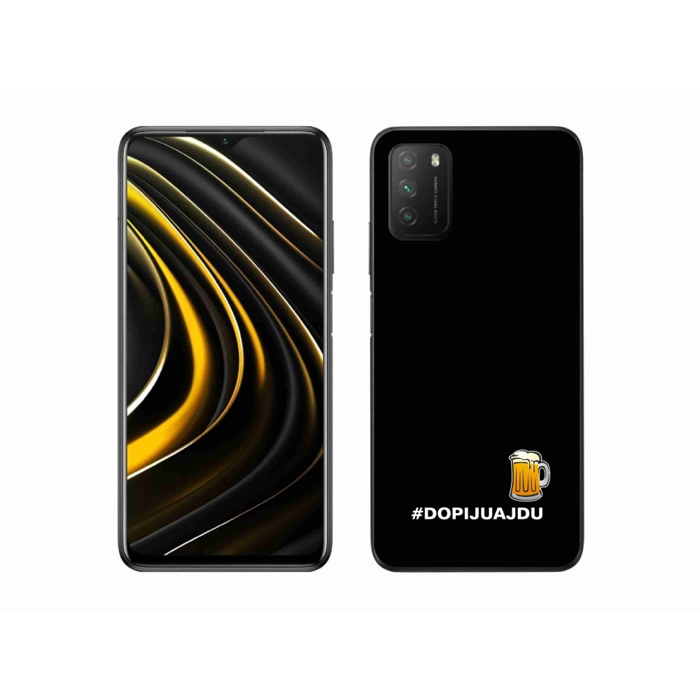 Gélový kryt mmCase na Xiaomi Poco M3 - pivný motív 1 čierne pozadie