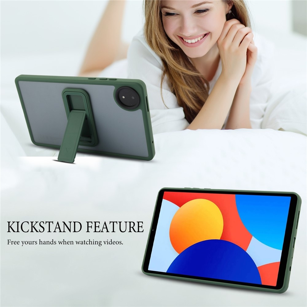 Skiny gélový obal s pevným chrbtom a výklopným stojanom na Xiaomi Redmi Pad SE 8.7 - zelený