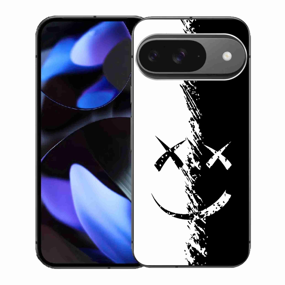 Gélový kryt mmCase na Google Pixel 9/9 Pro - čiernobiely smajlík