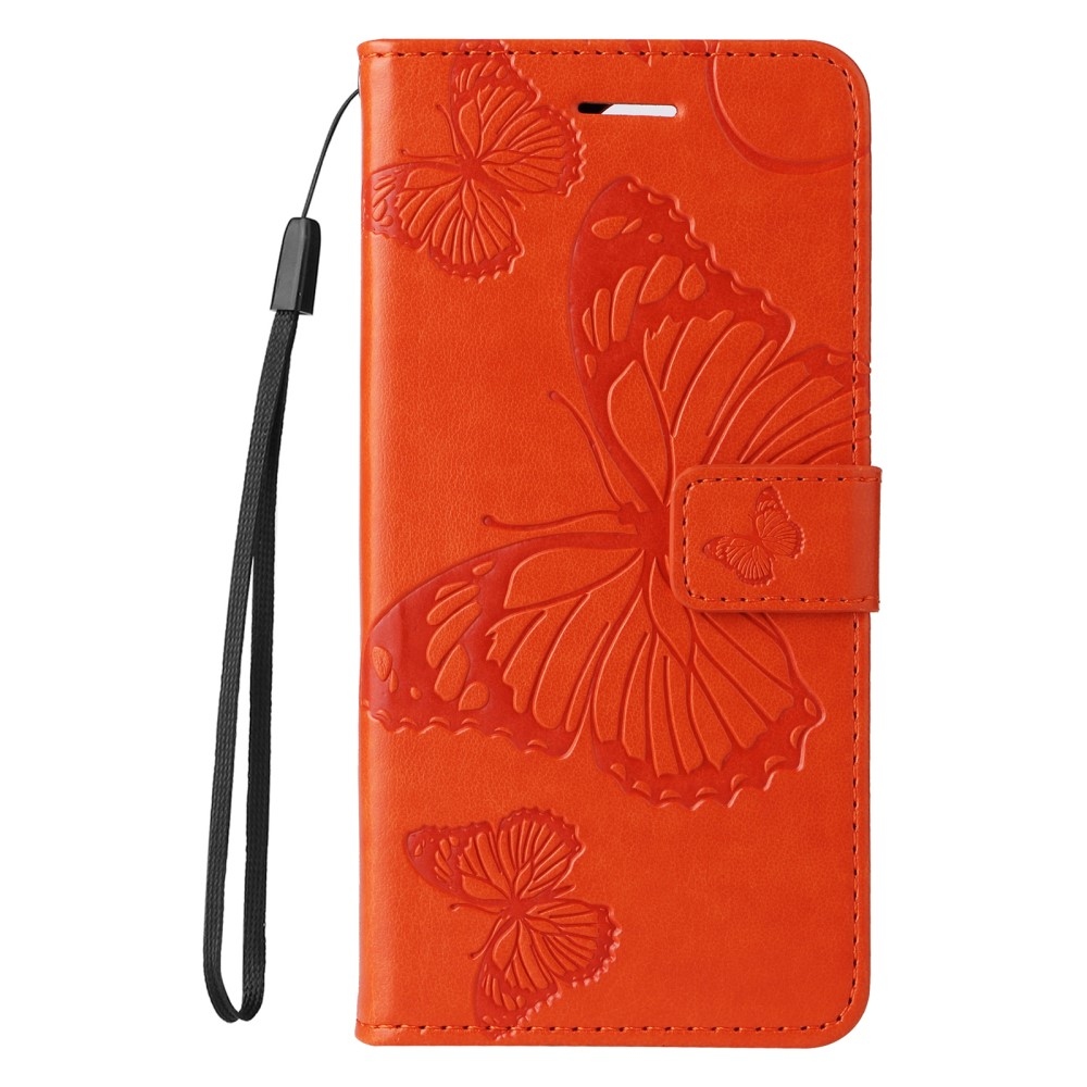 Big Butterfly knižkové púzdro na Xiaomi Redmi Note 14 5G - oranžové