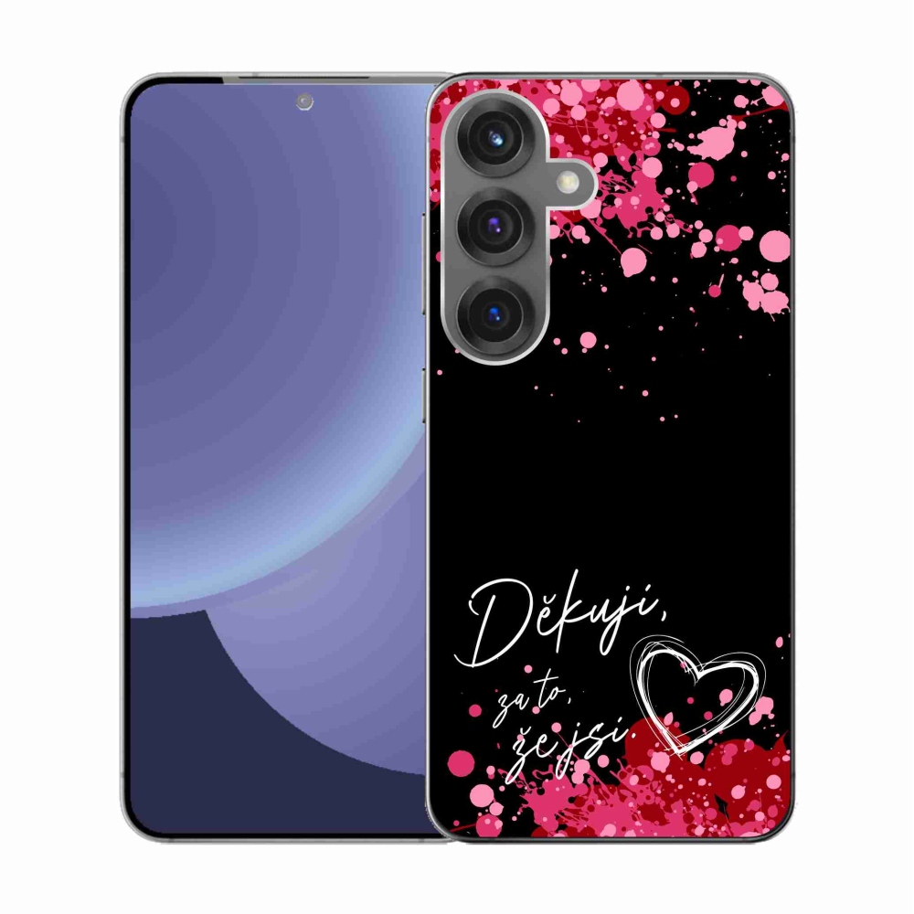 Gélový kryt mmCase na Samsung Galaxy S25 - zamilovaný text 2 čierne pozadie