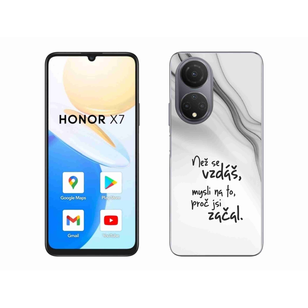 Gélový kryt mmCase na Honor X7 - citát 2 biele pozadie