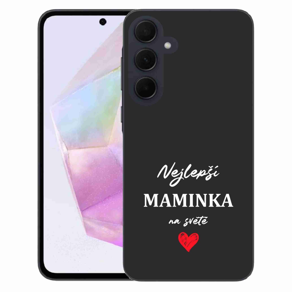 Gélový kryt mmCase na Samsung Galaxy A35 5G - najlepšia mamička 1 čierne pozadie