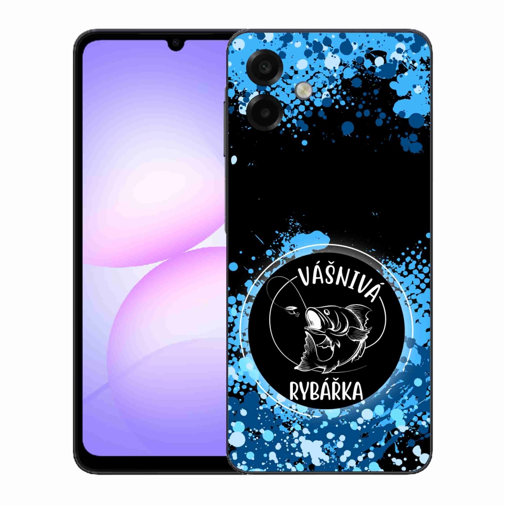 Gélový kryt mmCase na Samsung Galaxy A07 4G - vášnivá rybárka čierne pozadie