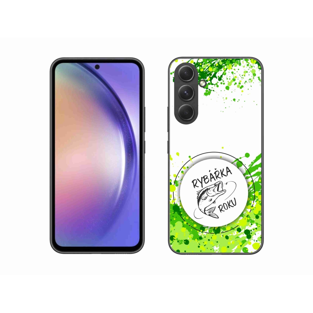 Gélový kryt mmCase na Samsung Galaxy A54 5G - rybárka roku biele pozadie