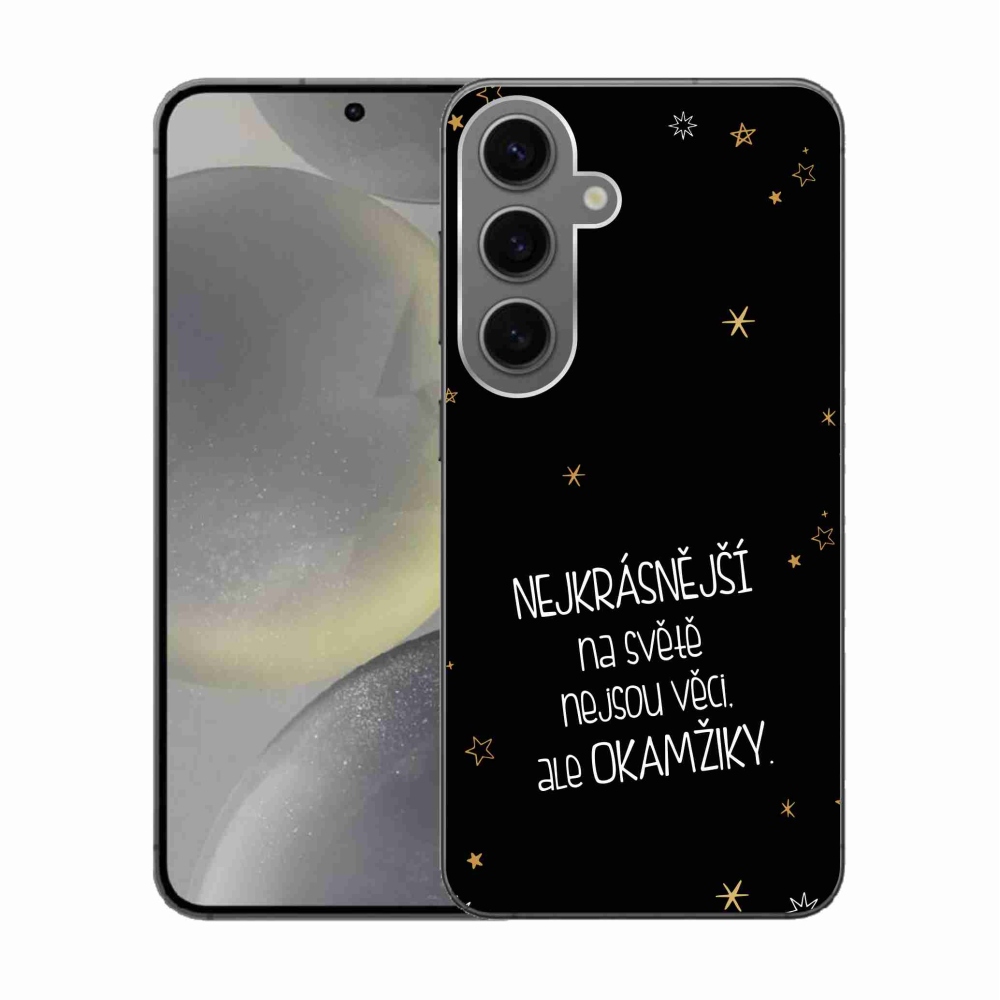 Gélový kryt mmCase na Samsung Galaxy S24 - citát 4 čierne pozadie