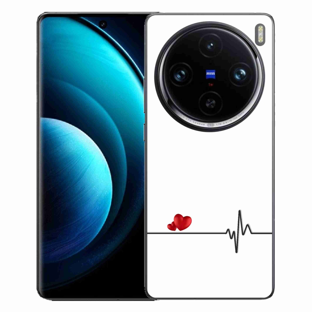 Gélový kryt mmCase na Vivo X100 Pro 5G - srdce a tep biele pozadie