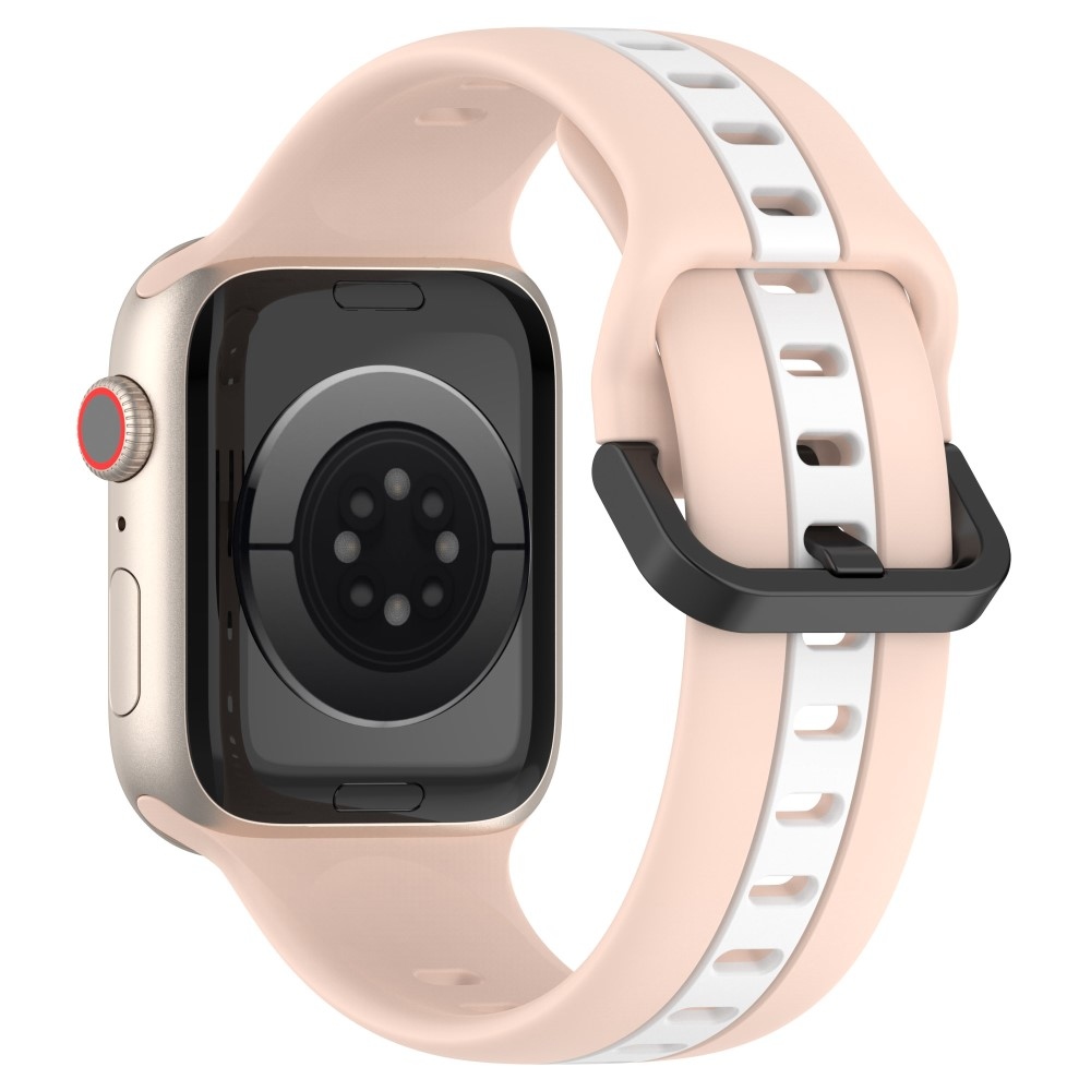 Strap silikónový remienok na Apple Watch Ultra/Ultra 2 49mm/SE/SE 2022/2023 44mm/9/8/7 45mm/6/5/4 44mm/3/2/1 42 mm - ružový/biely