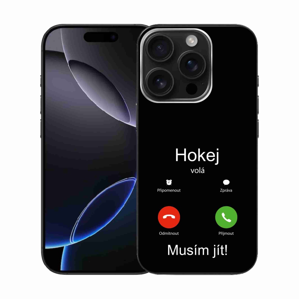 Gélový kryt mmCase na iPhone 16 Pro - hokej volá čierne pozadie