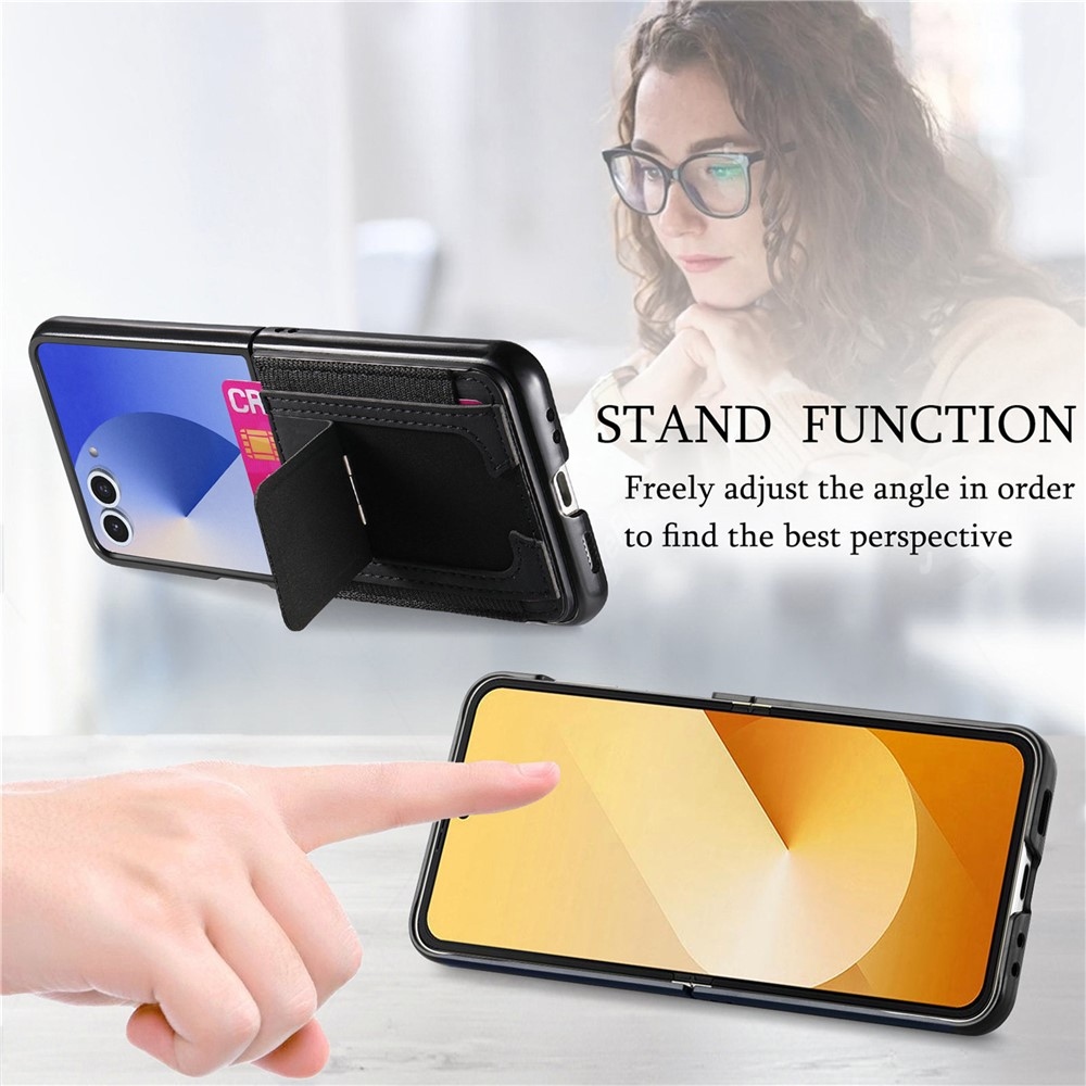 Luxurious plastový kryt s umelou kožou na Samsung Galaxy Z Flip7 5G - čierny