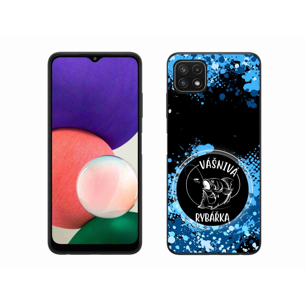 Gélový kryt mmCase na Samsung Galaxy A22 5G - vášnivá rybárka čierne pozadie