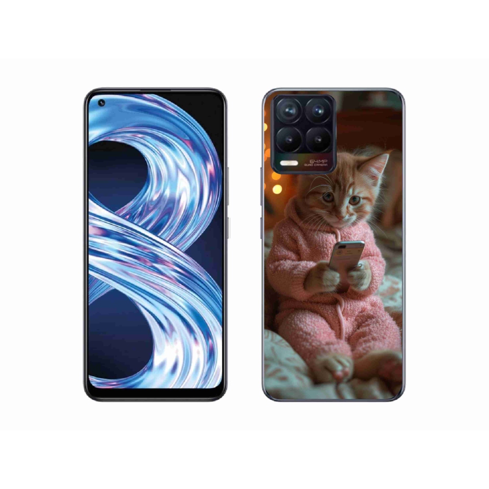 Gélový kryt mmCase na Realme 8 Pro - mačiatko s mobilom