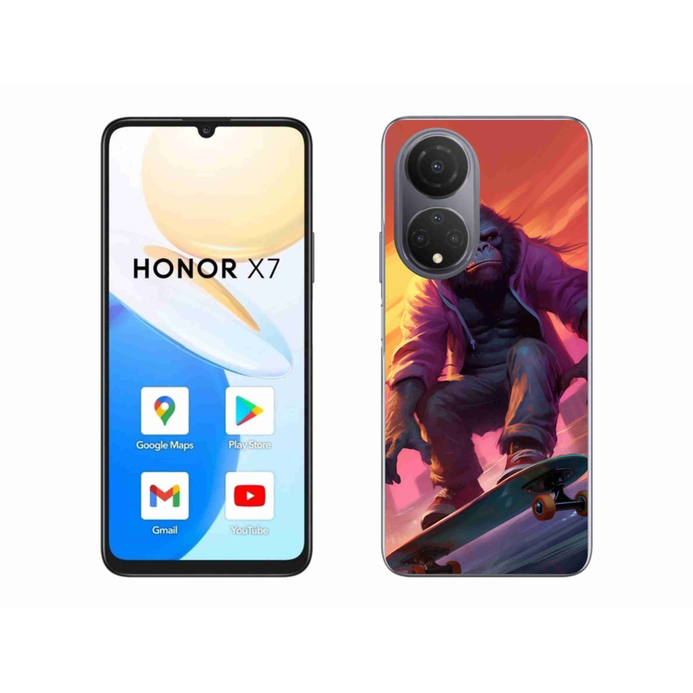 Gélový kryt mmCase na Honor X7 - gorila na skateboarde