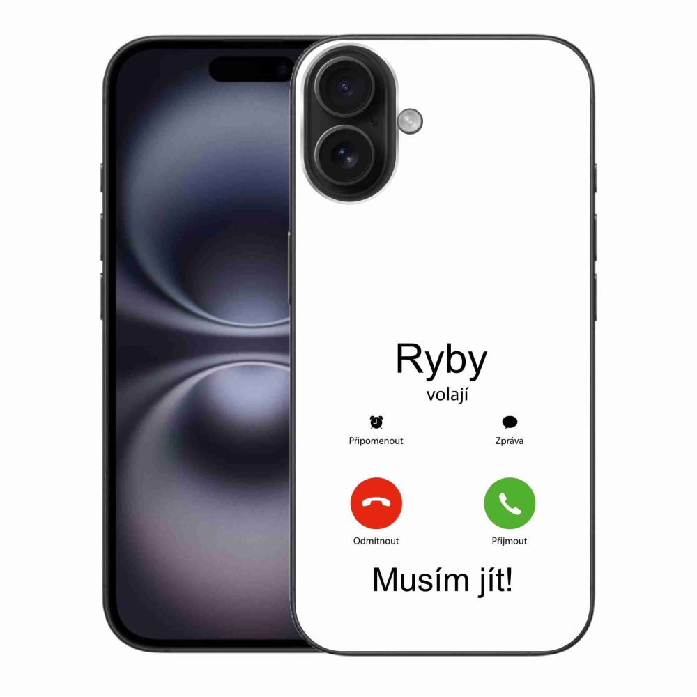 Gélový kryt mmCase na iPhone 16 Plus - ryby volajú biele pozadie