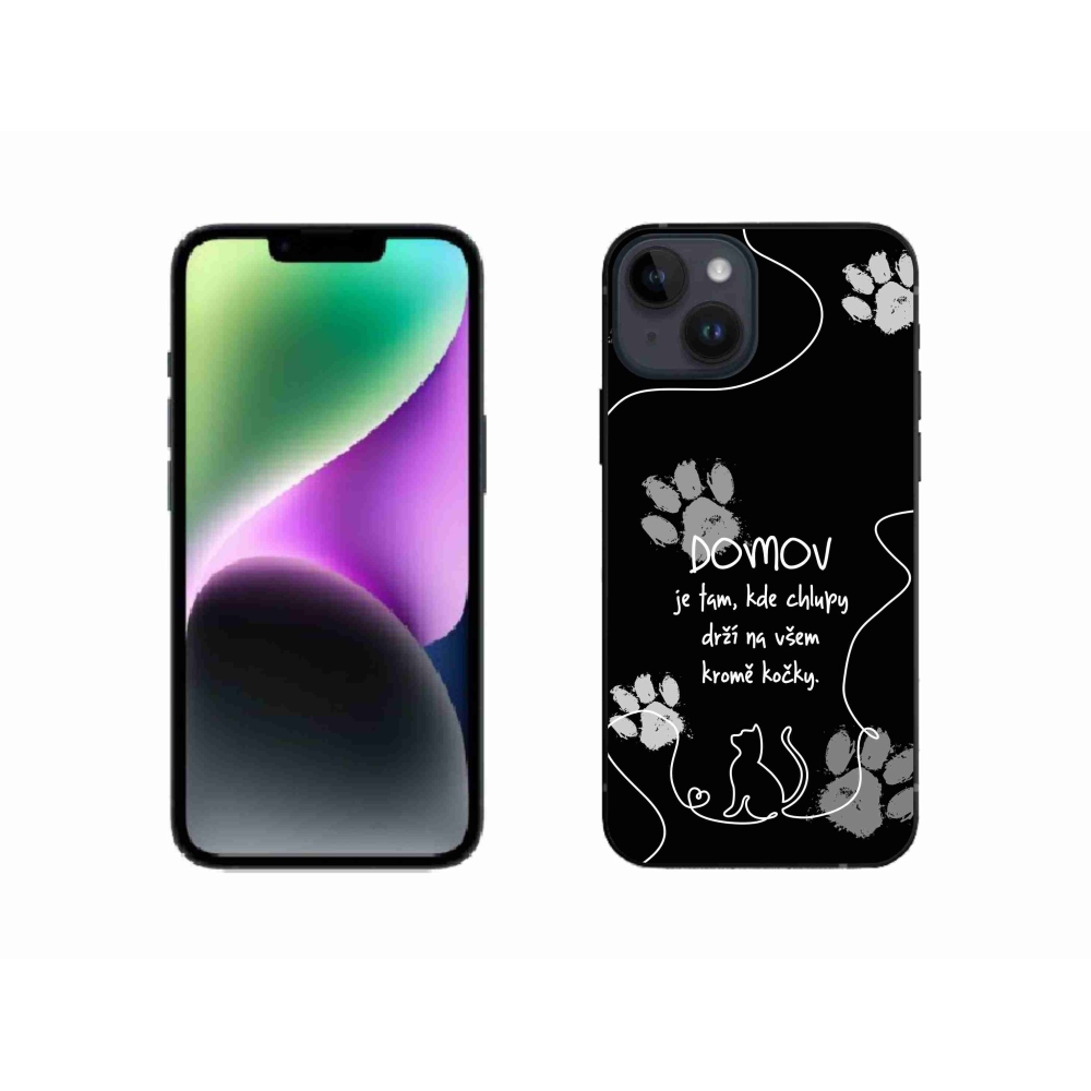 Gélový kryt mmCase na iPhone 14 - mačacie motív čierne pozadie