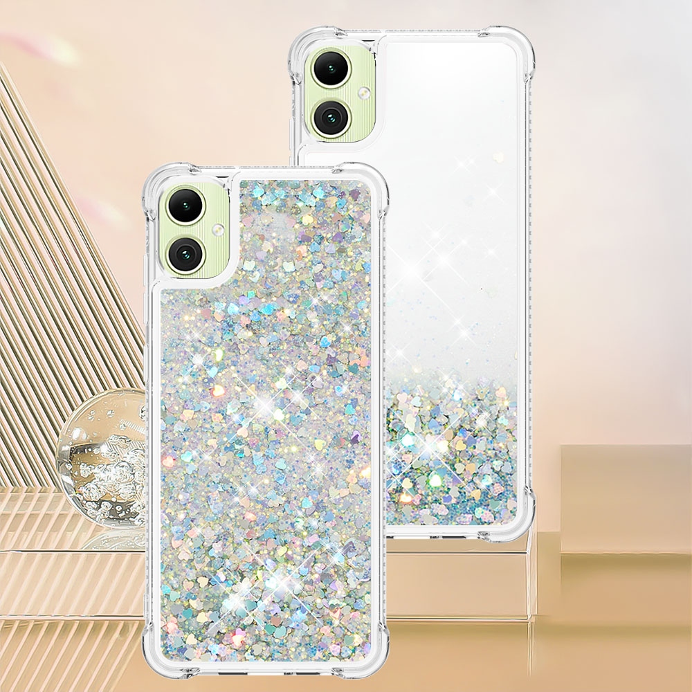 Glitter presýpacie gélový obal na Samsung Galaxy A07 4G - strieborný/srdiečka