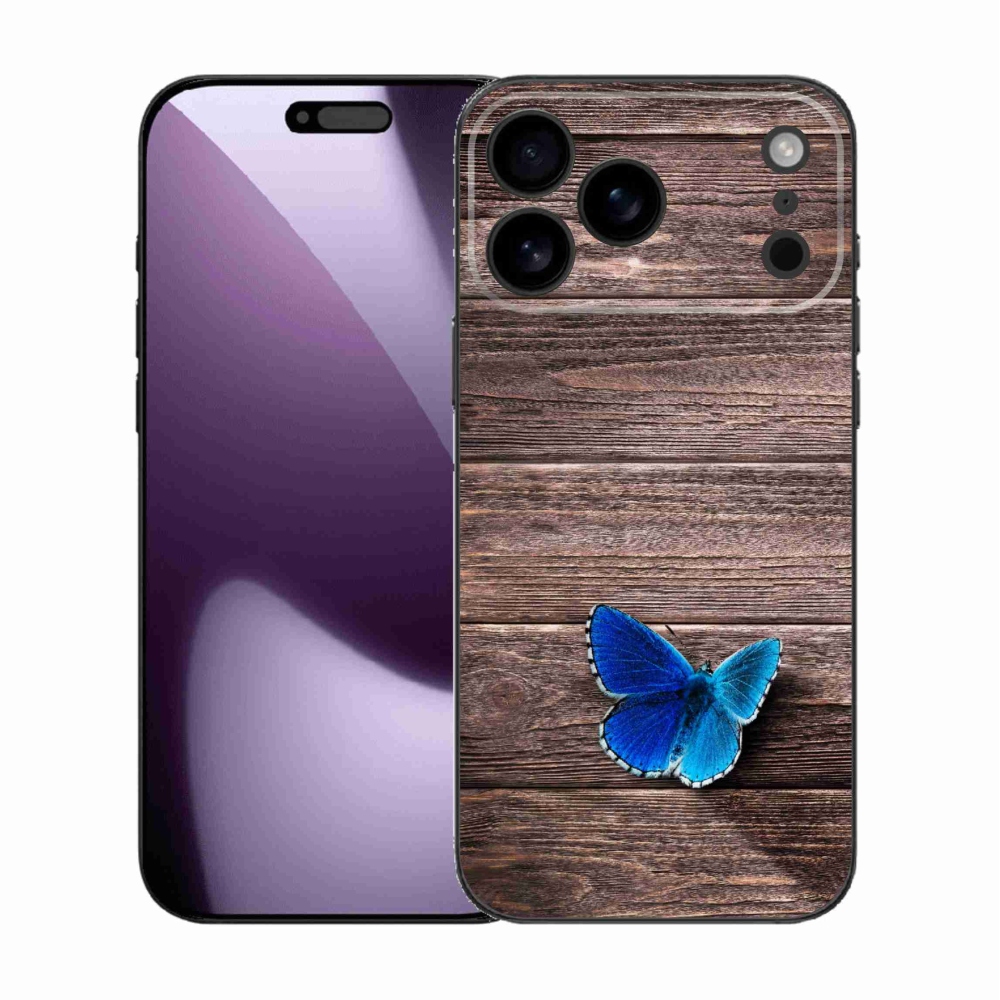 Gélový kryt mmCase na iPhone 17 Pro Max - modrý motýľ 1