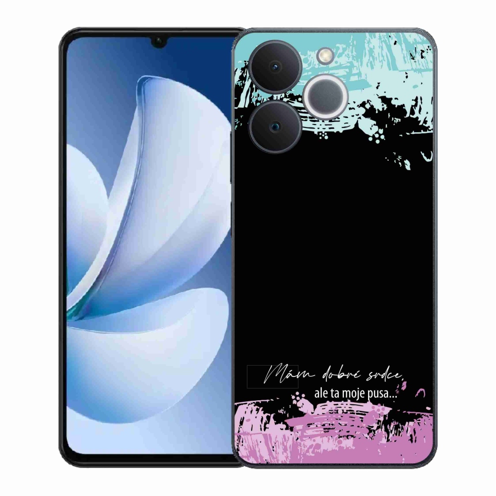 Gélový kryt mmCase na Realme Note 70T - vtipný text 3 čierne pozadie