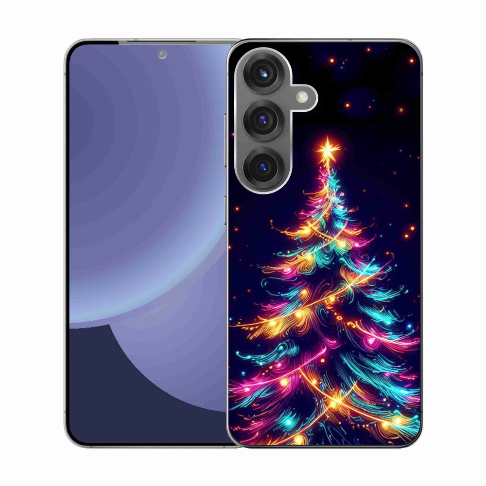 Gélový kryt mmCase na Samsung Galaxy S25 - neónový vianočný stromček