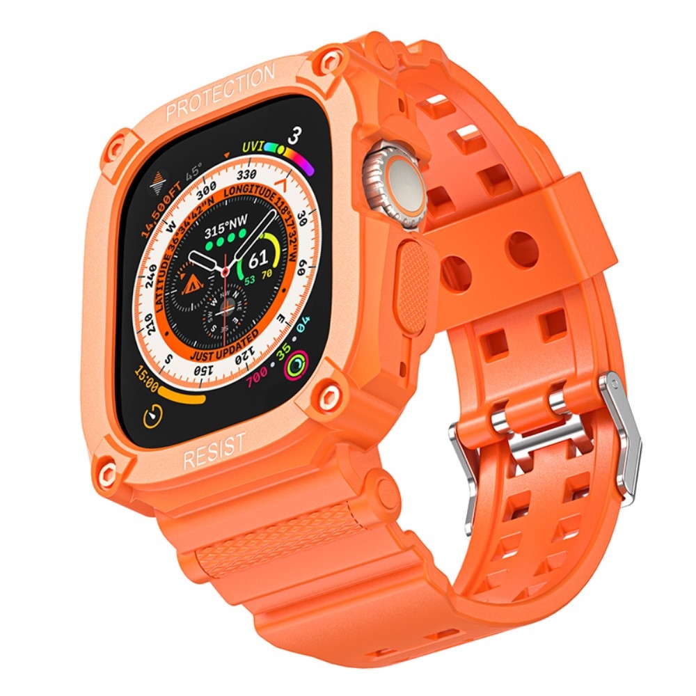 Integral ochranné silikónové puzdro s remienkom na Apple Watch Ultra 49mm - oranžové