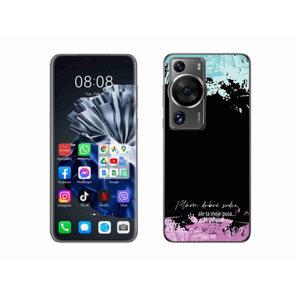 Gélový kryt mmCase na Huawei P60 Pro - vtipný text 3 čierne pozadie