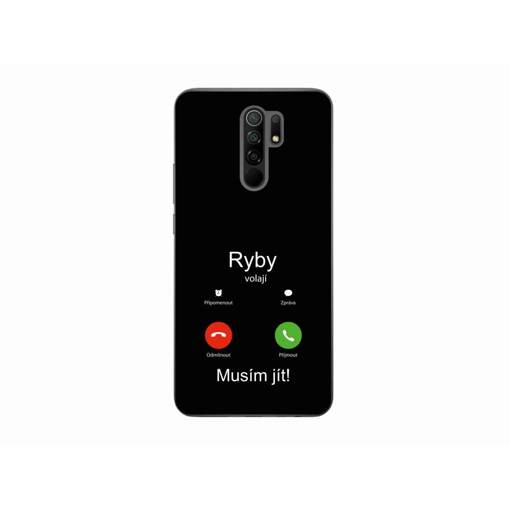 Gélový kryt mmCase na Xiaomi Redmi 9 - ryby volajú čierne pozadie