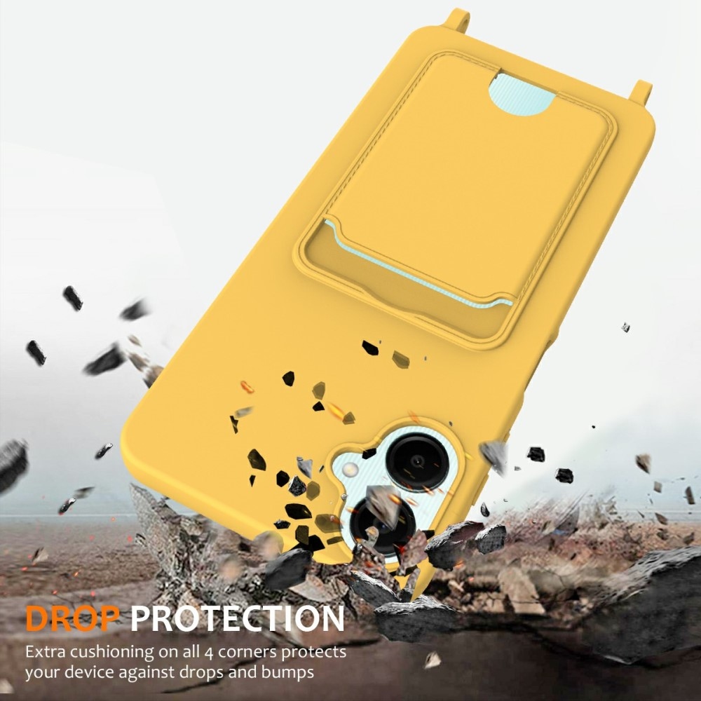 Card gélový obal so šnúrkou na Samsung Galaxy A06 4G - žltý